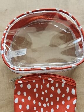 Clear Red Dot Cosmetic Bag Set - Travel-Friendly Makeup Pouches